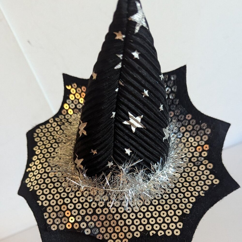 NWT Silver Stars Mini Witch Hat Floral Pick Sequins Ashland Halloween Decoration